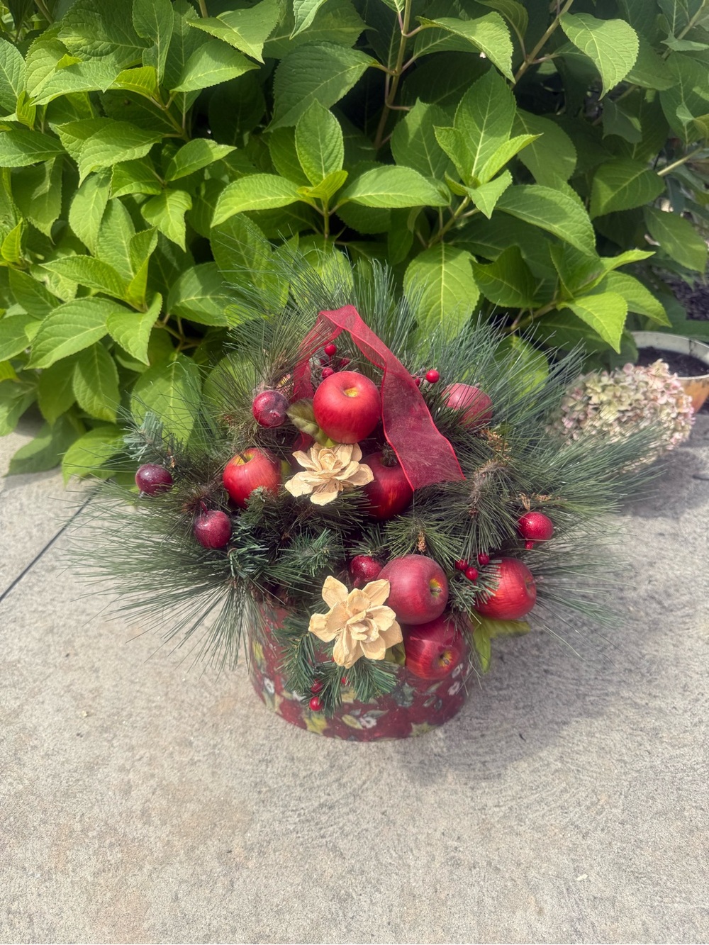 Christmas Apple Pinecone Floral Arrangement large
